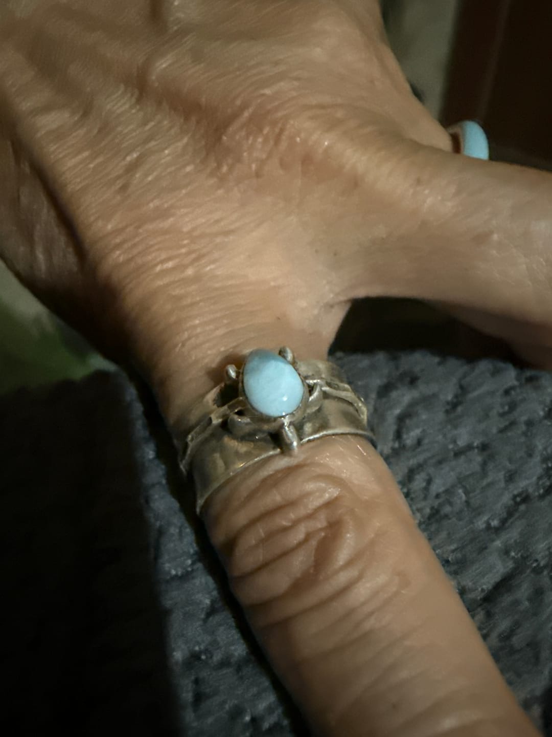 Customer photo review of Turtle Larimar Fidget Ring