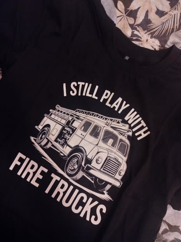Customer photo review of FIRE TRUCKS - Premium T-Shirt