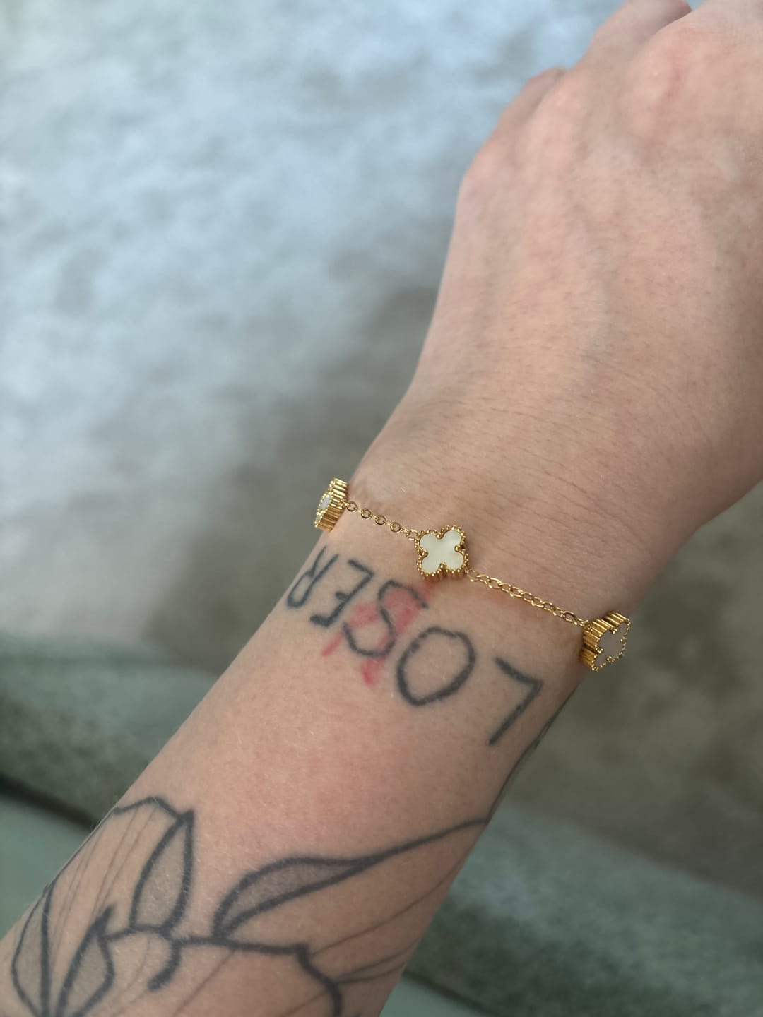 Customer photo review of Clover Charm Armband