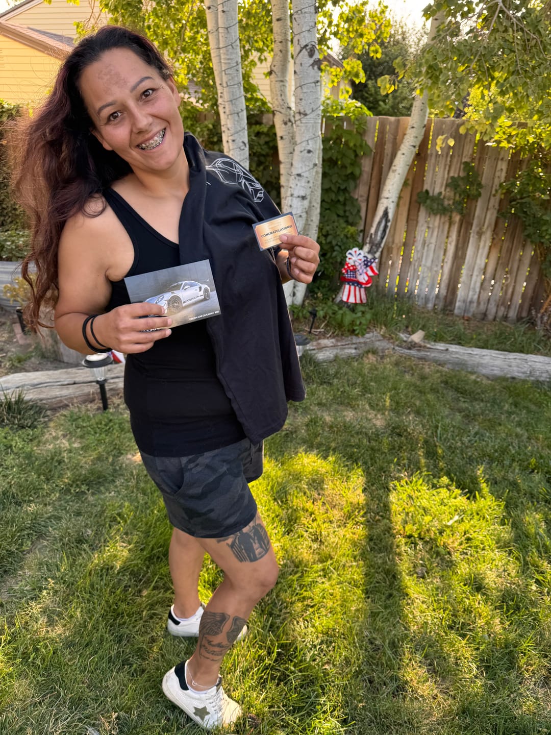 Customer photo review of 80Eighty® Women's Black Camo Fleece Shorts