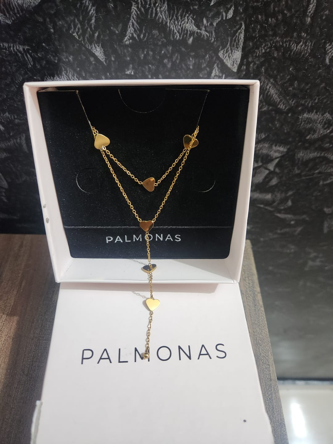 Customer photo review of Two-Layered Heart Charm Necklace