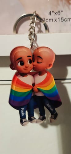 Sergio S. review of Pride Month LGBT Couple Love Is Love Personalized Acrylic Keychain image 1 out of 1