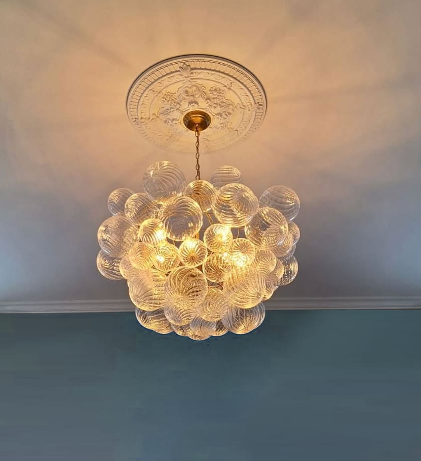 Customer photo review of Modern Decorative Swirled Glass Cluster Bubble Chandelier