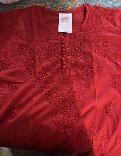 Customer photo review of Nazakat Deep Red Cotton Kurta