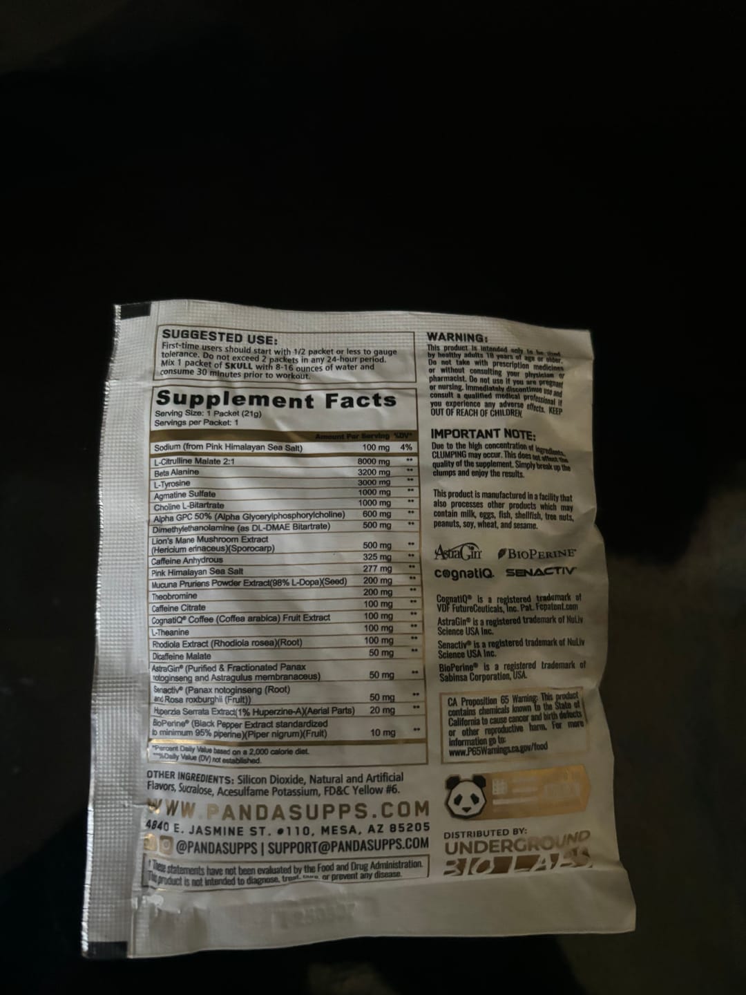 Customer photo review of SKULL Pre Workout | SAMPLE PACK (Insane In The Membrane) Blueberry Lemonade Pineapple - 3 Sample Pack