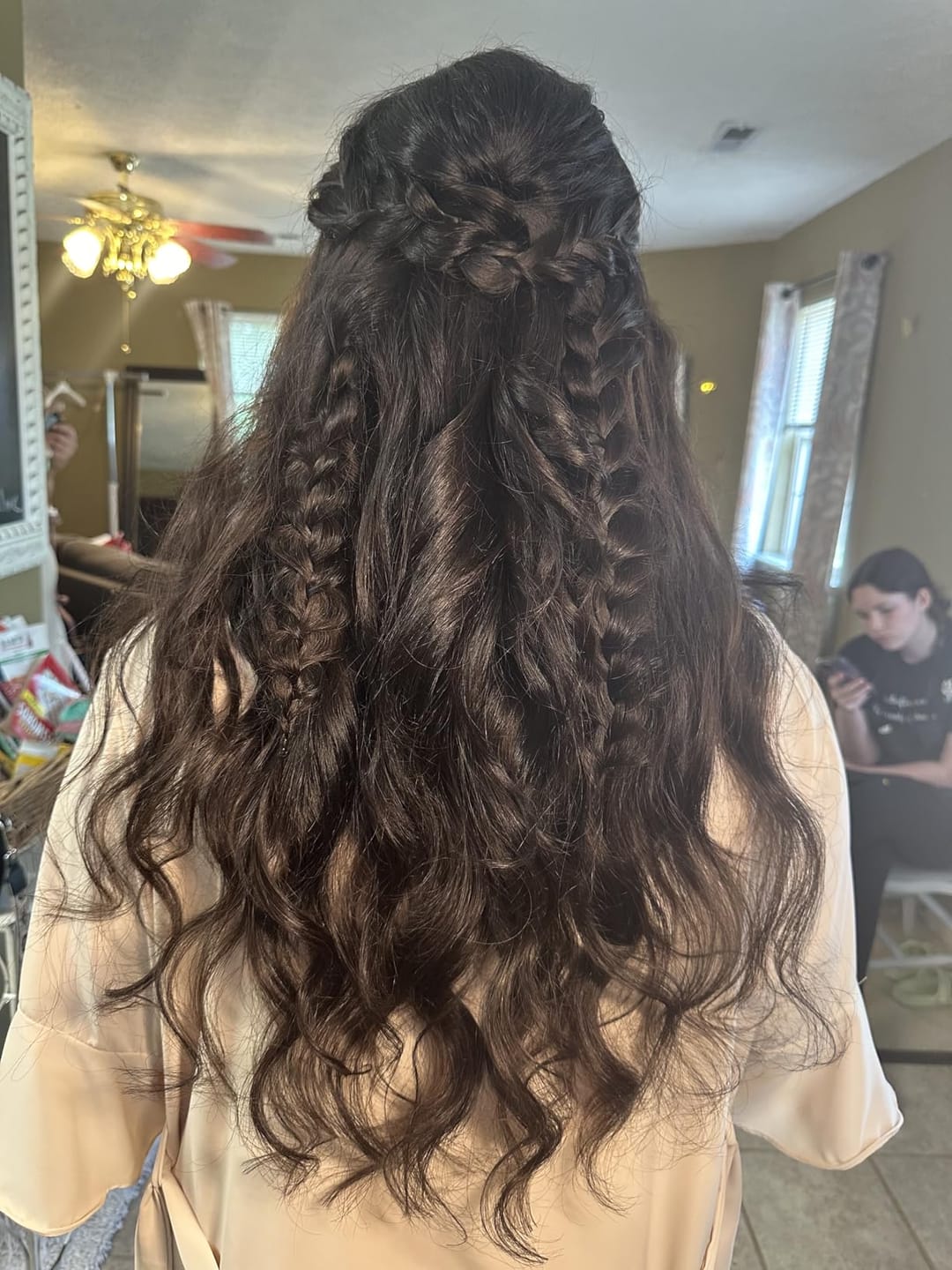 Customer photo review of Double Weft Human Hair Clip in Extensions for Women Darkest Brown (#2)