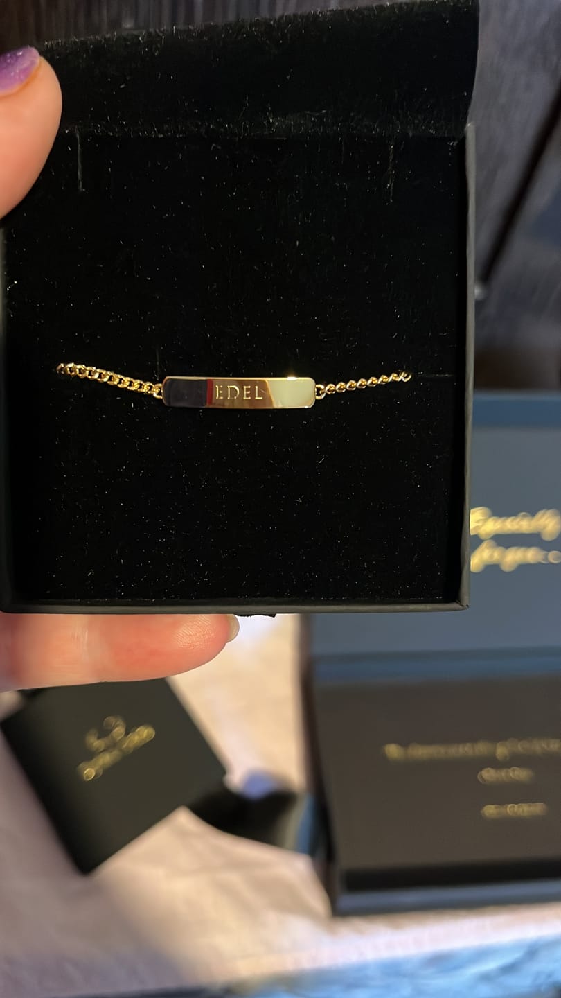 Customer photo review of The Engraved Bracelet Gold