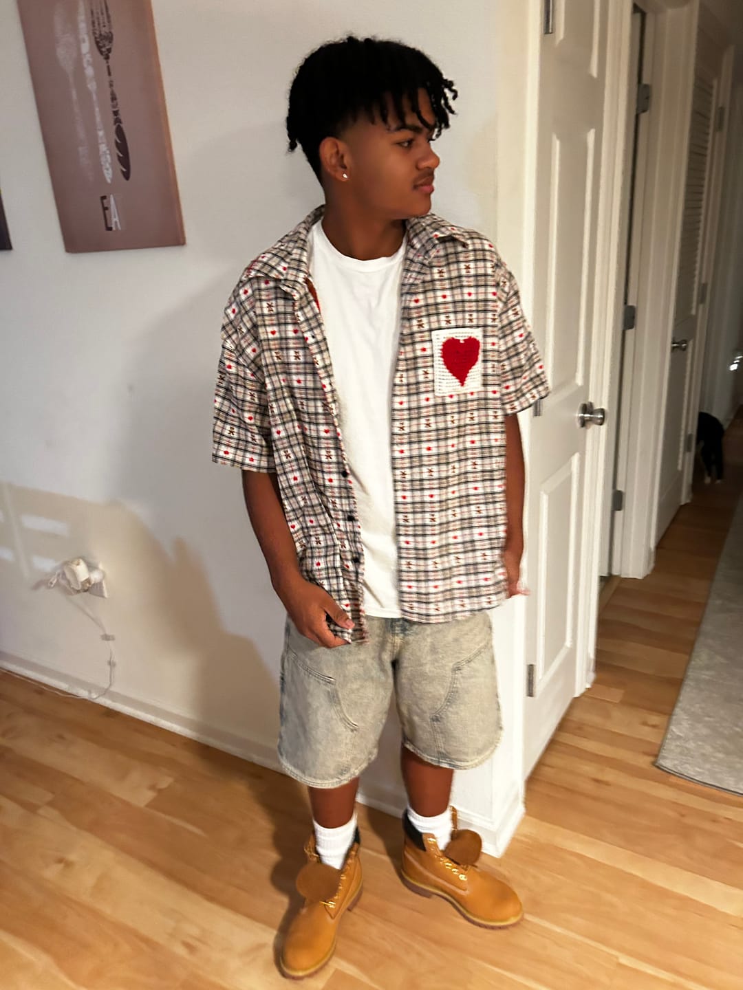 Customer photo review of Aelfric Eden Crochet Heart Pocket Plaid Shirt