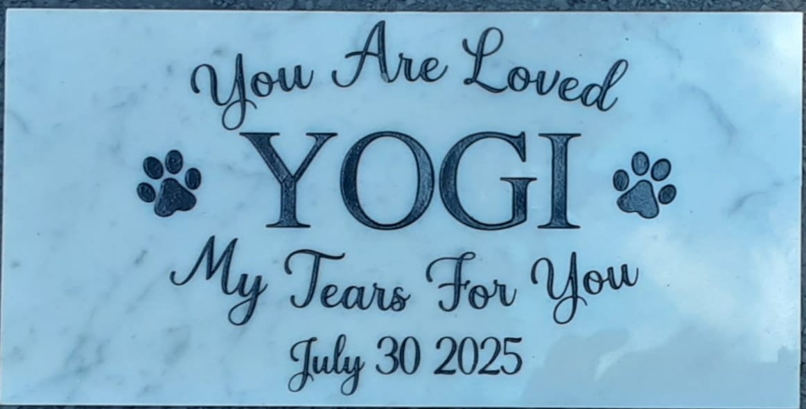 Customer photo review of Grave Marker, Pet headstones, Custom Outdoor Engraved Pet Stone In Loving Memory
