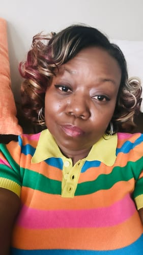 Customer photo review of Kenni Striped Skirt Set