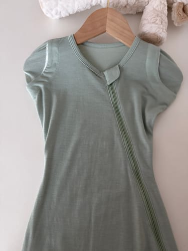 Customer photo review of ClimaCuddle Swaddle 0.5 TOG - Merino Wool & Rayon Bamboo - Pea Green