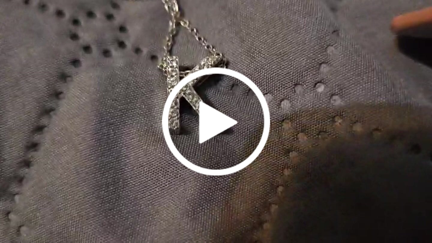 Customer video review of Ethereal Collection 18k White Gold Plated Initial Letter Pendant Necklace with Swarovski Crystals