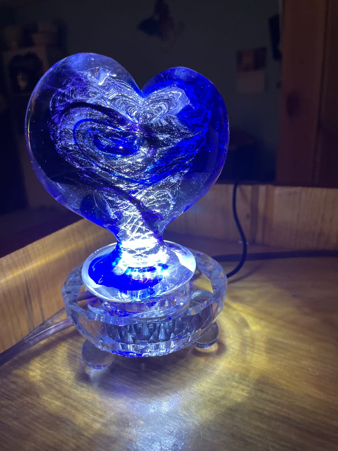 Customer photo review of Glass Heart with Cremation Ash - Standing
