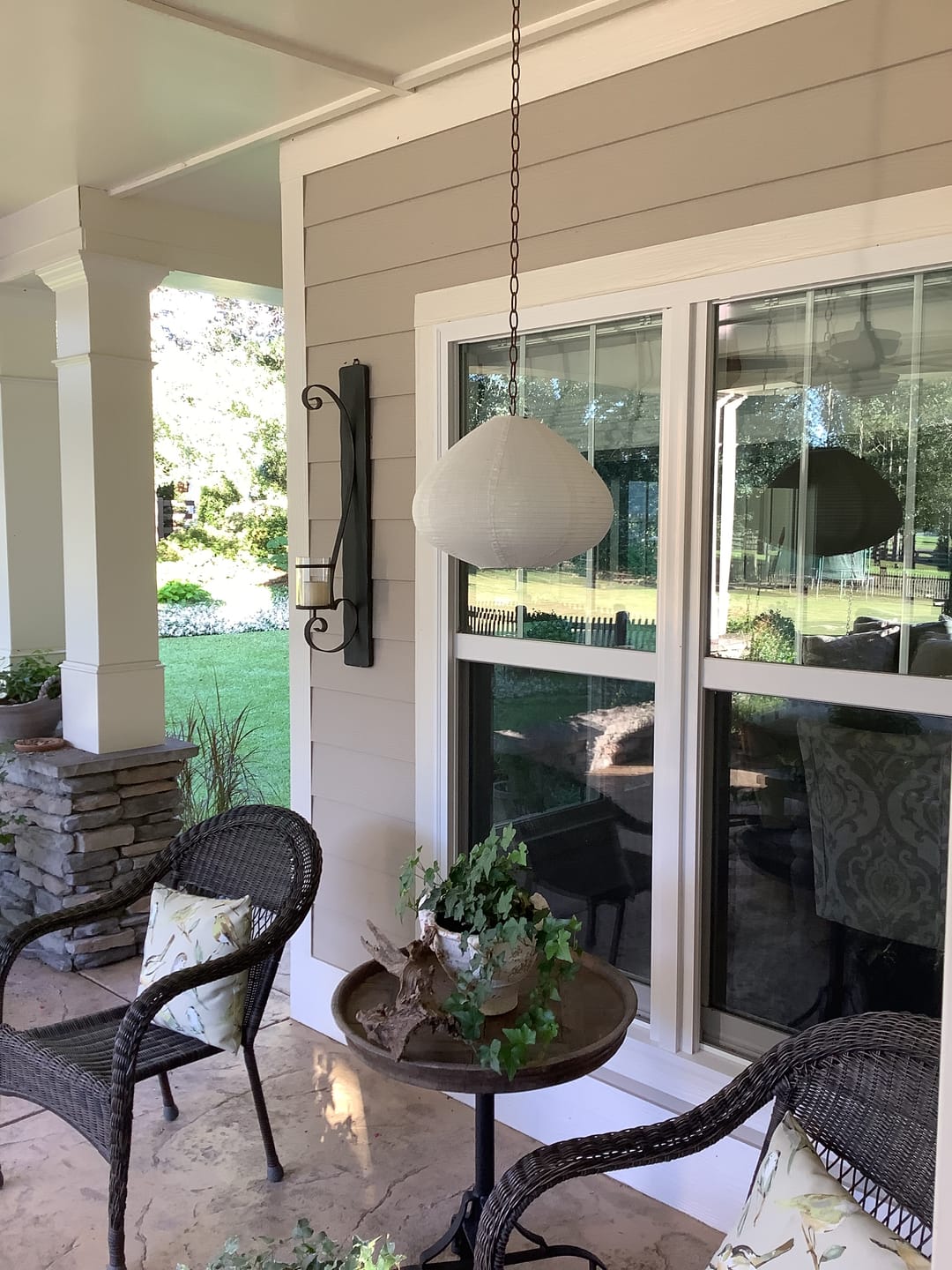 Customer photo review of Bulbous Shaped Linen Fabric Lantern Lampshade, Handcrafted, Durable, White Beige (16"W x 11"H)