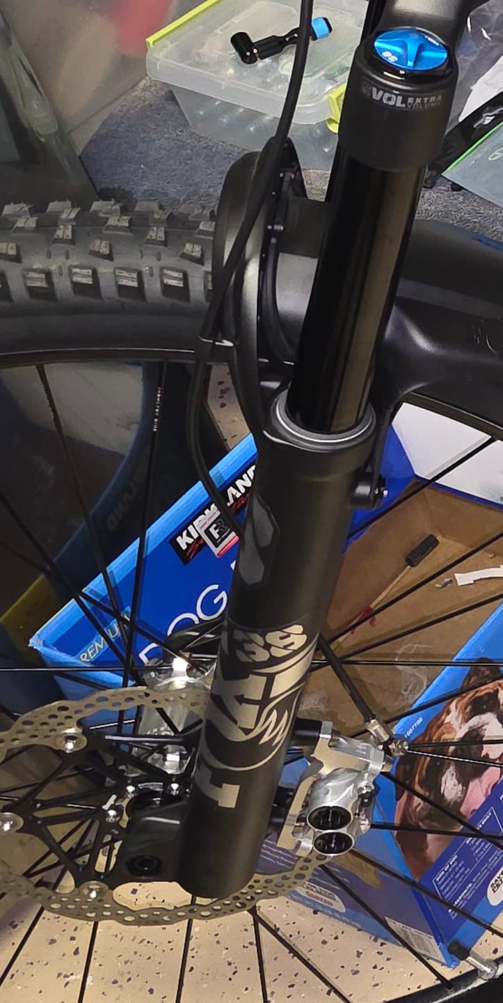 Customer photo review of Metallic Fox 38 Factory Fork Decal