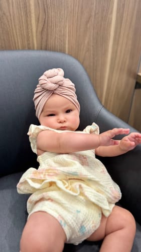 Customer photo review of Little Knots Turban in Caramel