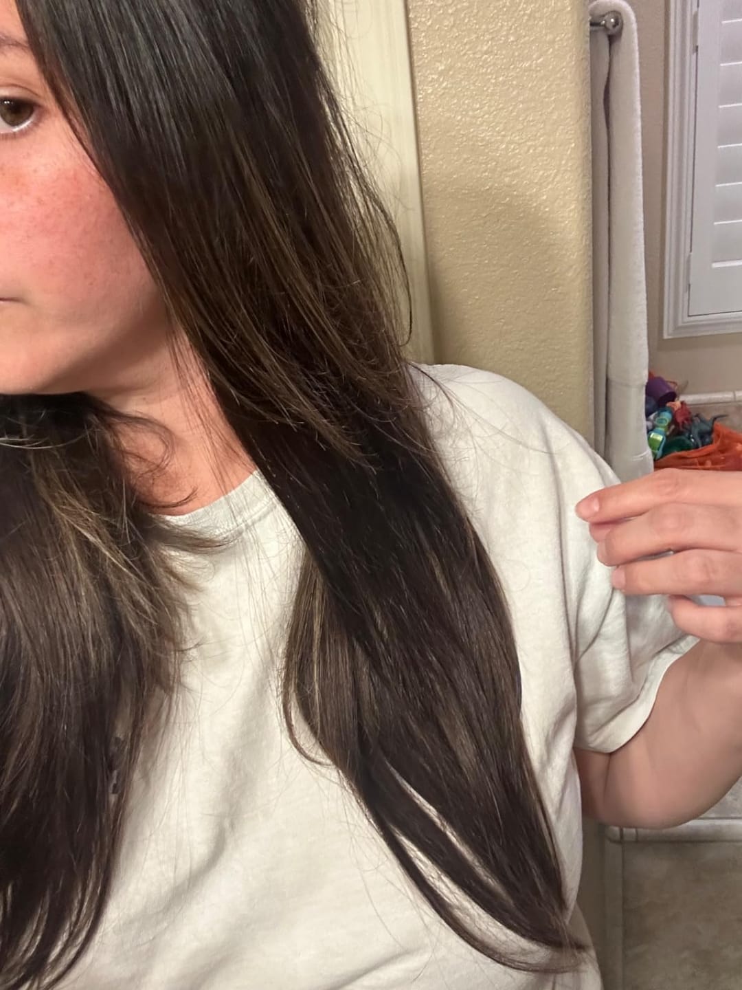 Customer photo review of Double Weft Human Hair Clip in Extensions for Women Darkest Brown (#2)