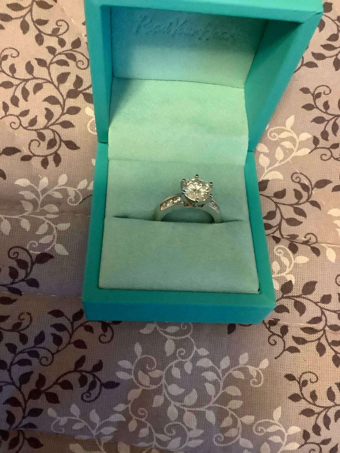 Customer photo review of Round Cut Moissanite Channel Set Engagement Ring