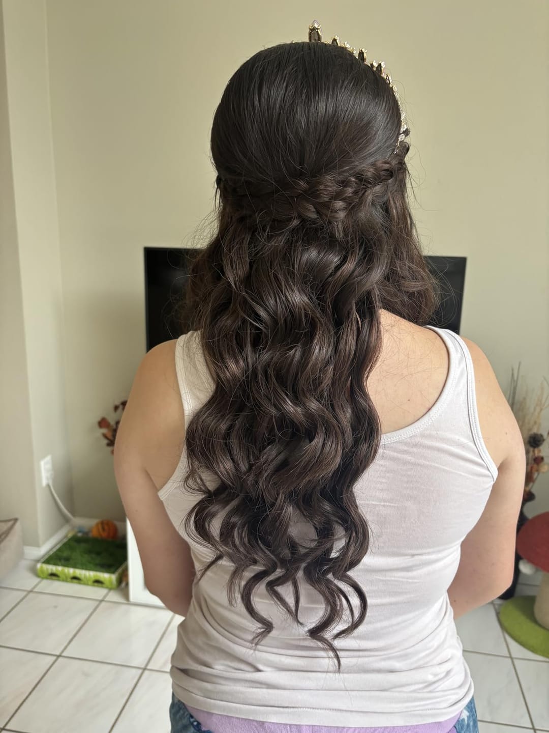 Customer photo review of Double Weft Human Hair Clip in Extensions for Women Darkest Brown (#2)