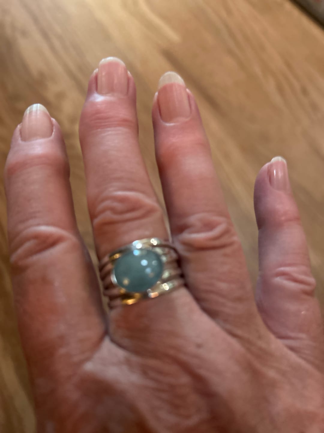 Customer photo review of Chunky Aquamarine Wrap Ring Sterling Silver