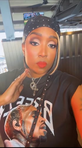 Customer photo review of HWL1005 Studded Leather Headwrap Doo Rag