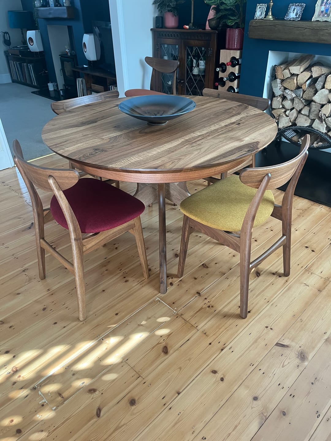 Customer photo review of Bibi Extendable Round Dining Table in Solid Walnut