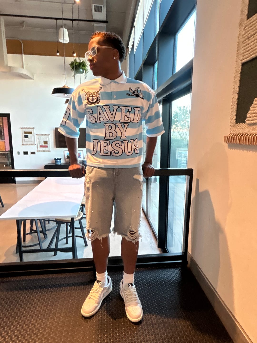 Customer photo review of Aelfric Eden Rhinestone Application Jorts