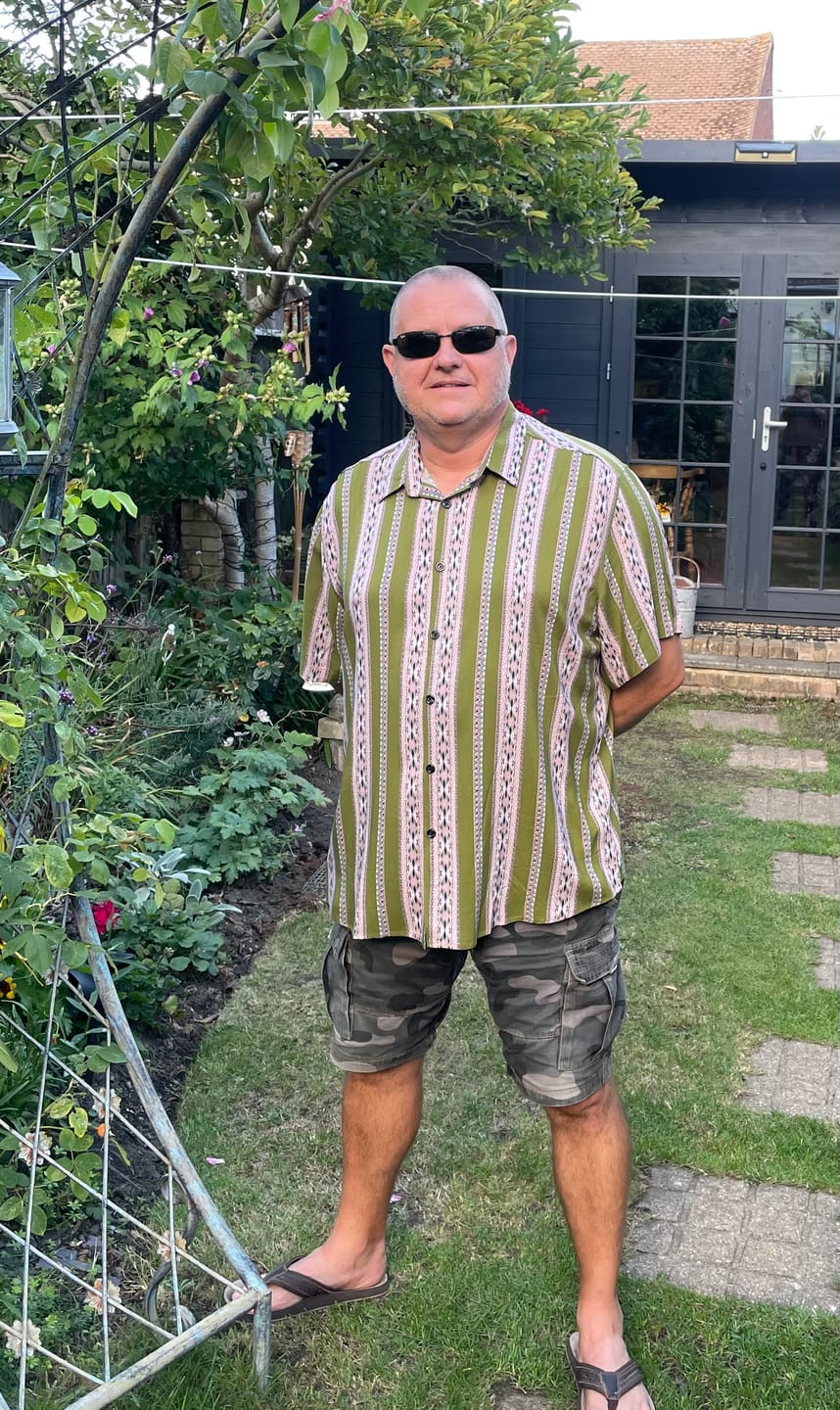 Customer photo review of Men's Green Striped Vintage Short Sleeve 70s Aztec Print Western Button Retro Shirt