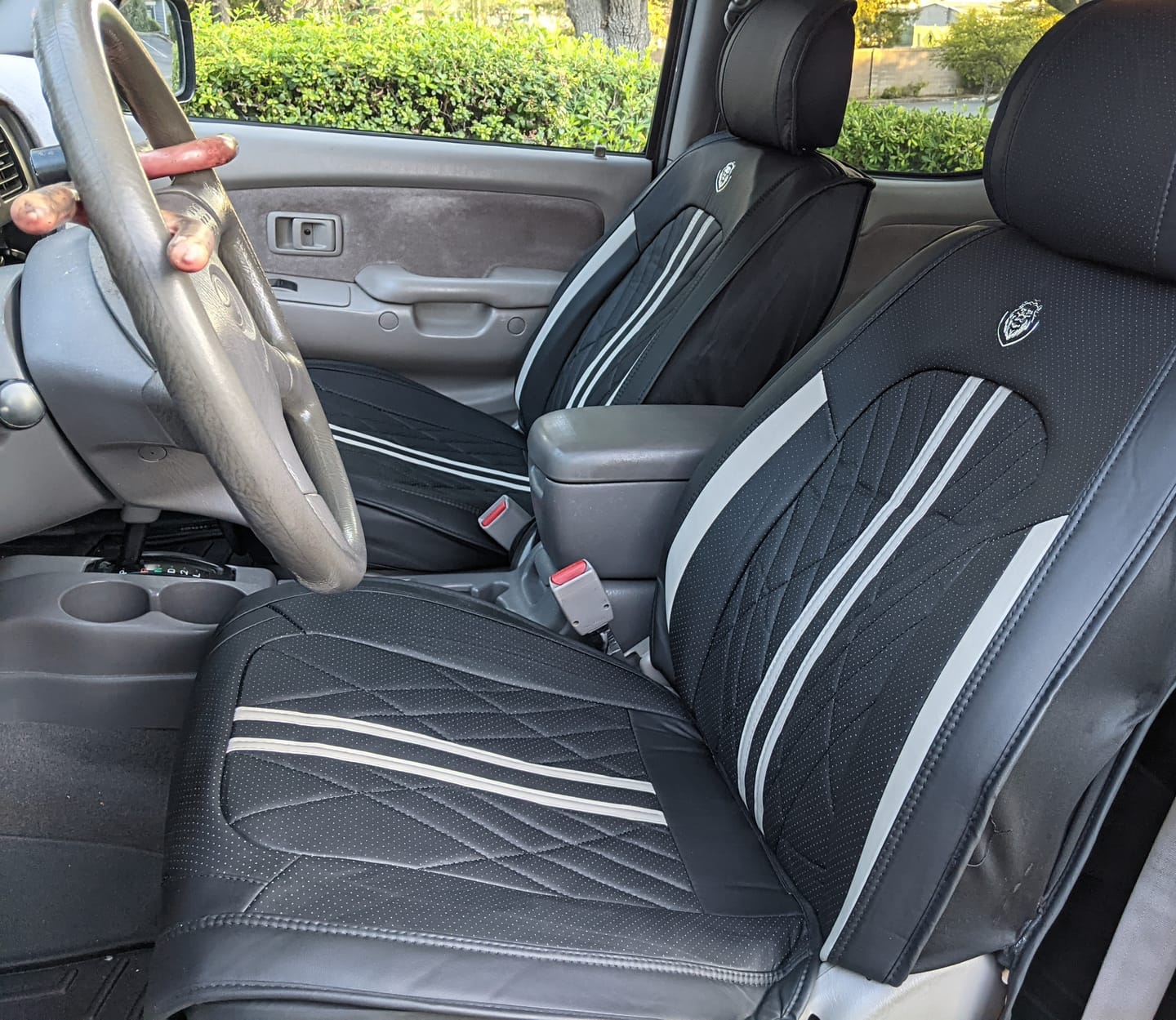 Customer photo review of Black & Gray Seat Cover