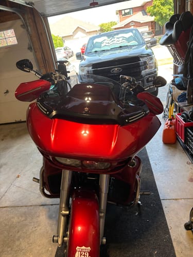 Customer photo review of Color Matched hand guard with LED for Harley Touring & Softails