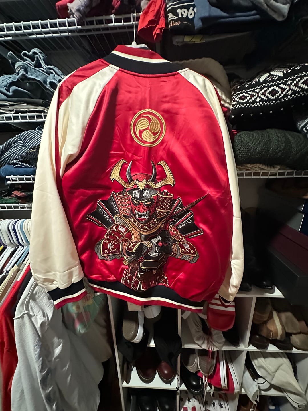 Customer photo review of Crimson Raijin Samurai Sukajan Jacket
