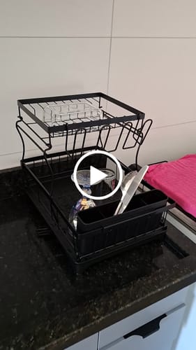 Customer video review of Escorredor De Louça 2 Em 1 Decoteam 2 Níveis Ralo Ajustável