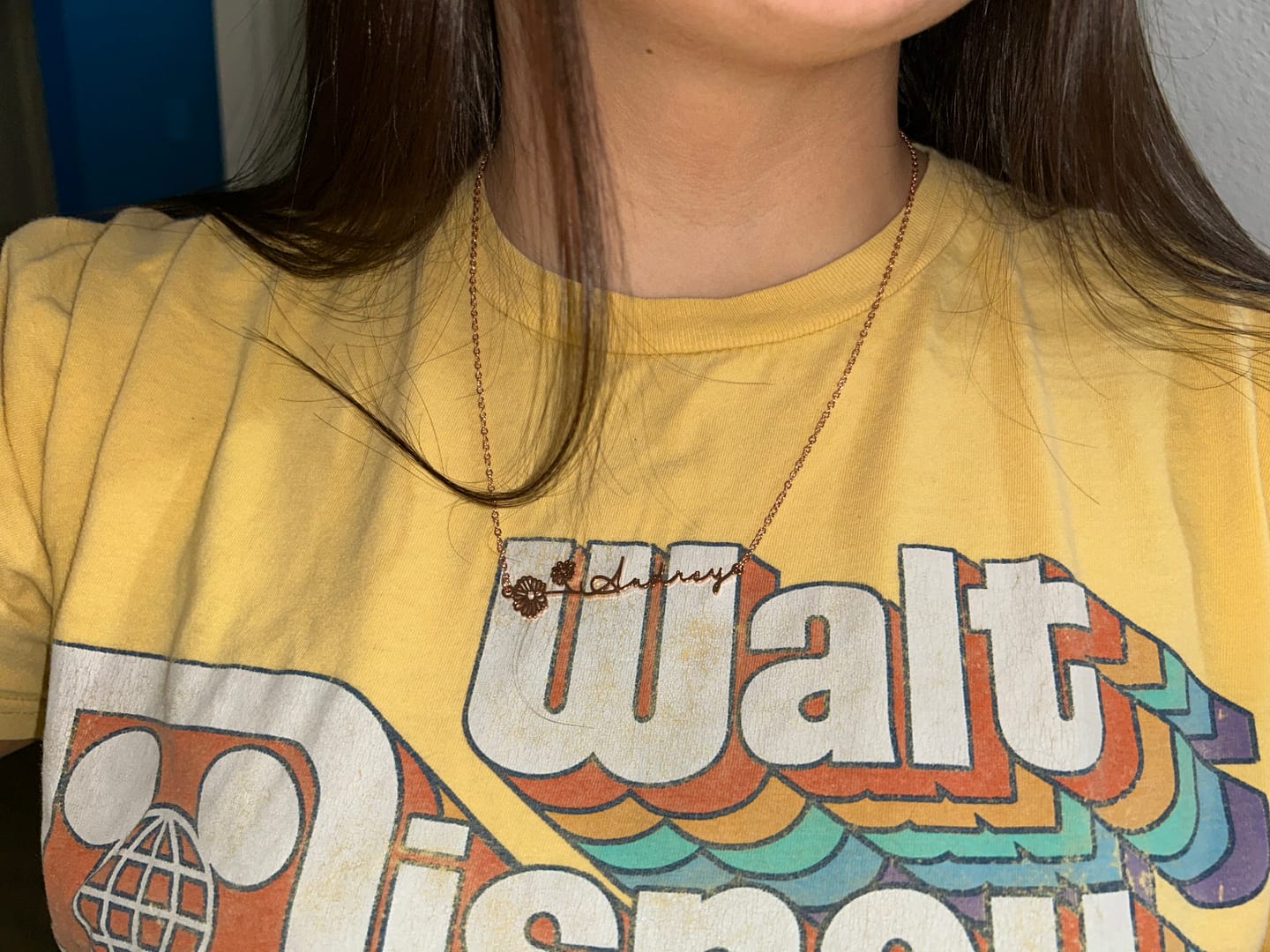 Customer photo review of Birth Flower Horizontal Name Necklace