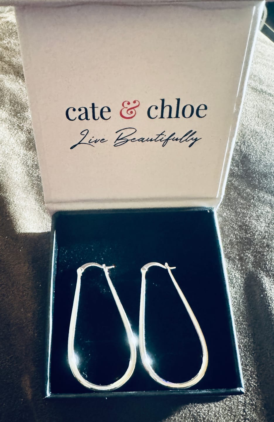 Customer photo review of Beatrice 18k White Gold Plated 24mm U-Shaped Hoop Earrings