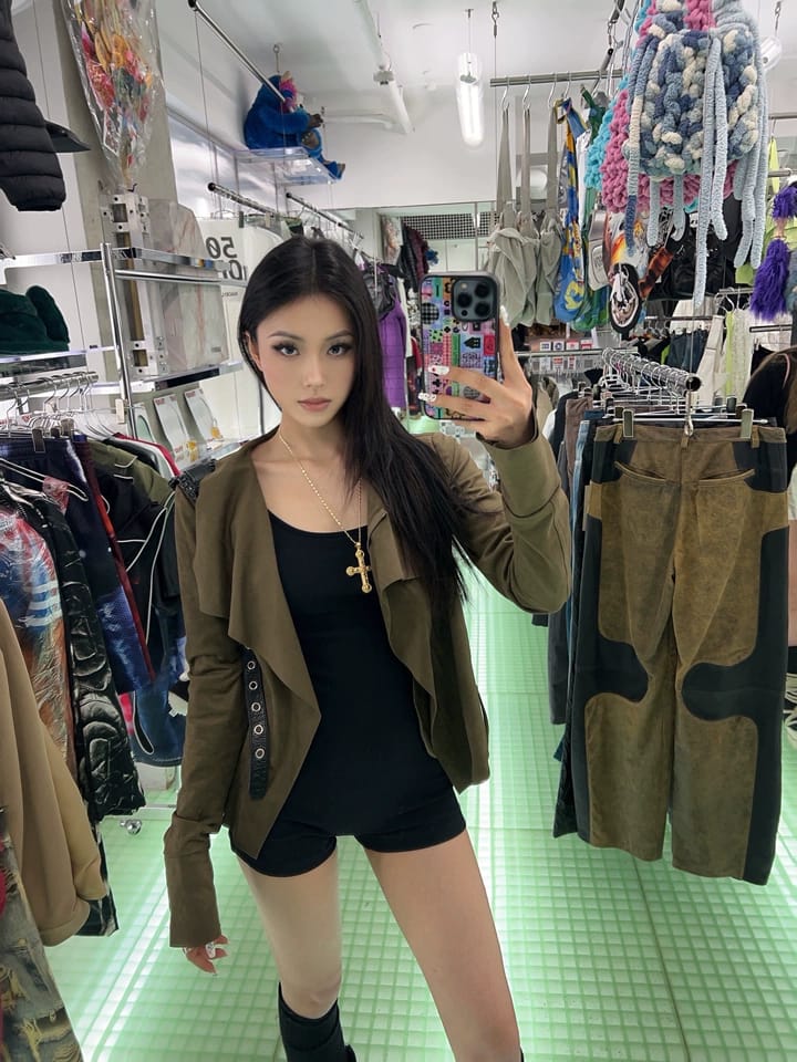 Customer photo review of IAMXIAA Cropped Moto Jacket with Asymmetric Zip