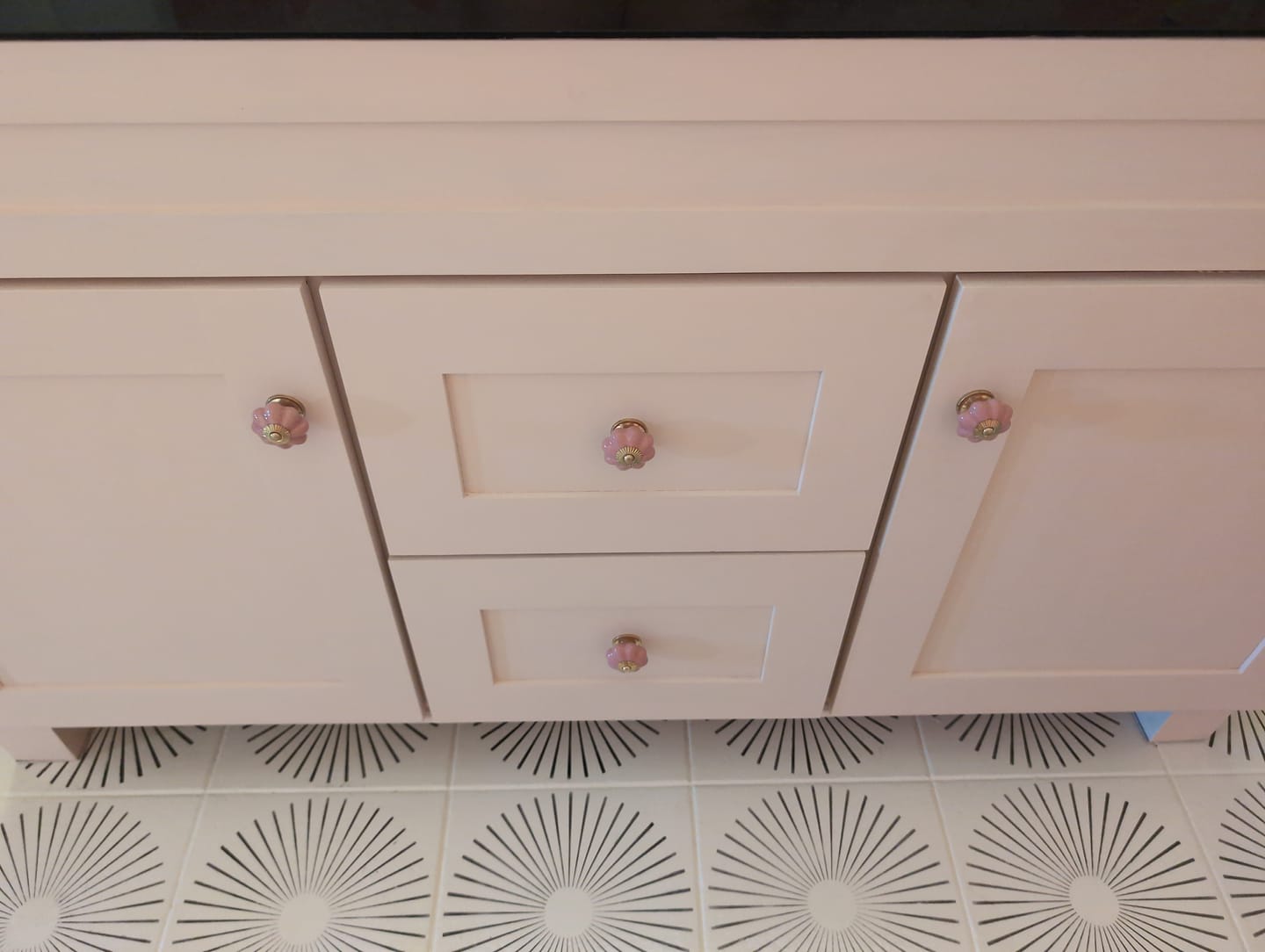 Customer photo review of Flower Ceramic Knob Pink Brass Cap and Base 42mm