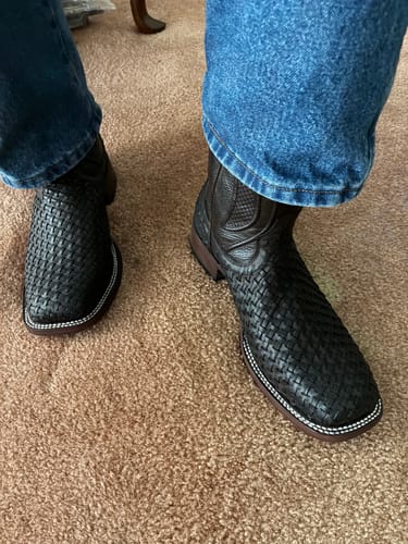 Customer photo review of Brown Basketweave Boots - Square Toe