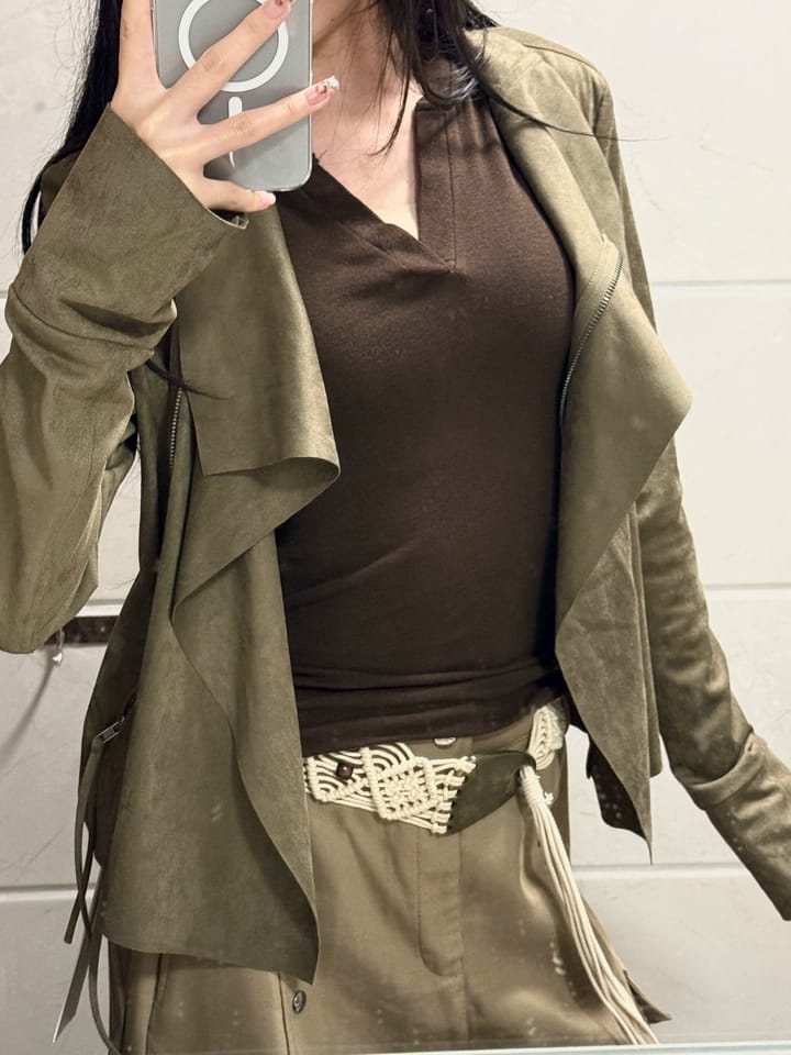 Customer photo review of IAMXIAA Cropped Moto Jacket with Asymmetric Zip