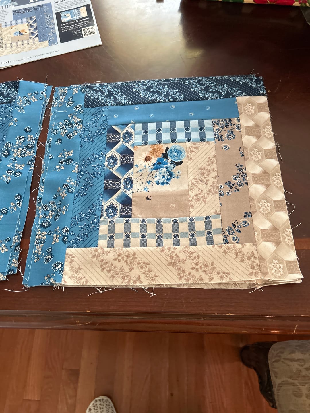 Customer photo review of Block Of The Month - Log Cabin Bellflower (98.5" x 98.5")