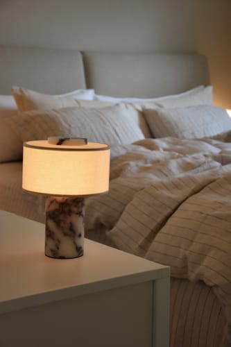 Zeynep C. review of Auríe Portable Table Lamp | Calacatta Viola Marble & Linen image 1 out of 3