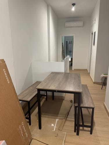 Customer photo review of Τραπεζαρία Σετ Τραπεζιού Κουζίνας με 2 παγκάκια Για Σαλόνι Τραπεζαρία vintage καφέ KD-T070B01