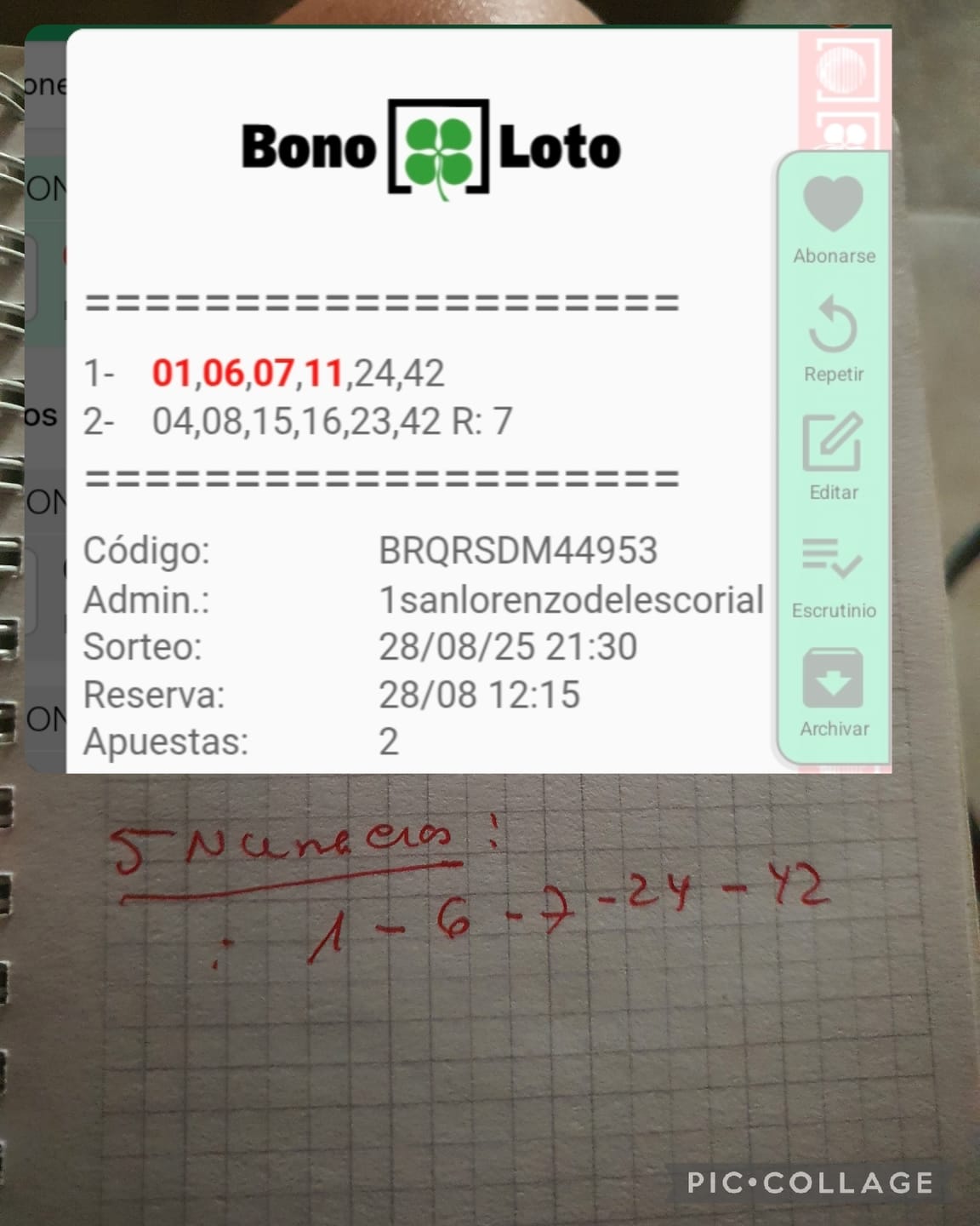 Customer photo review of Estudio Numerológico de la Suerte