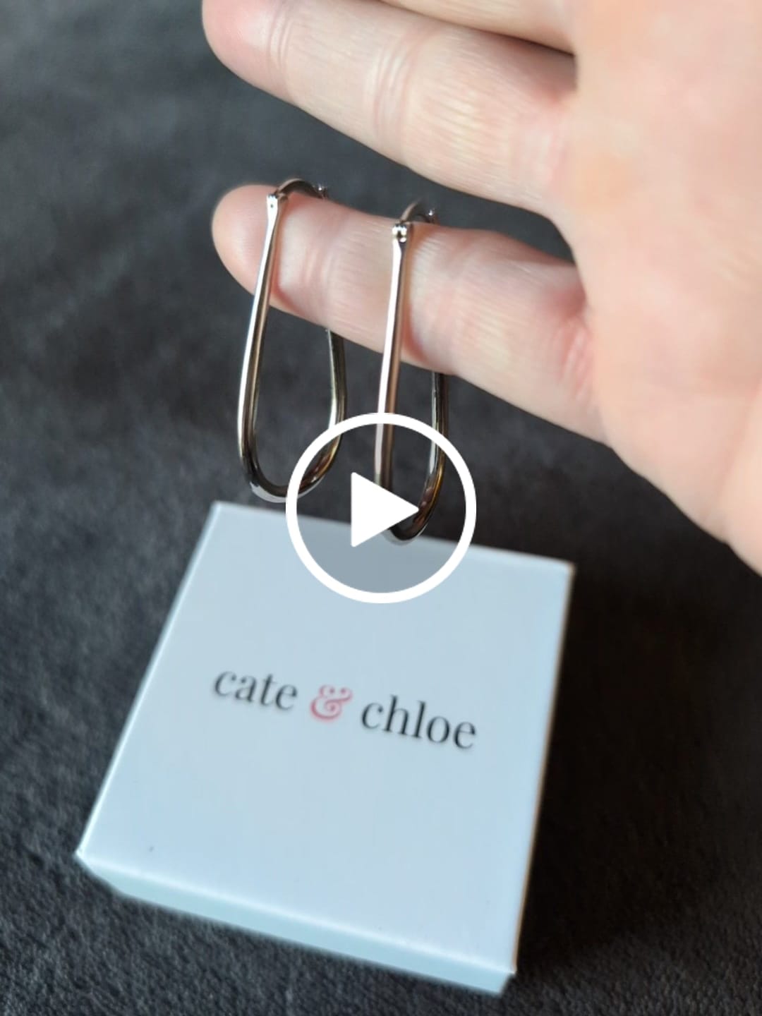 Customer video review of Beatrice 18k White Gold Plated 24mm U-Shaped Hoop Earrings