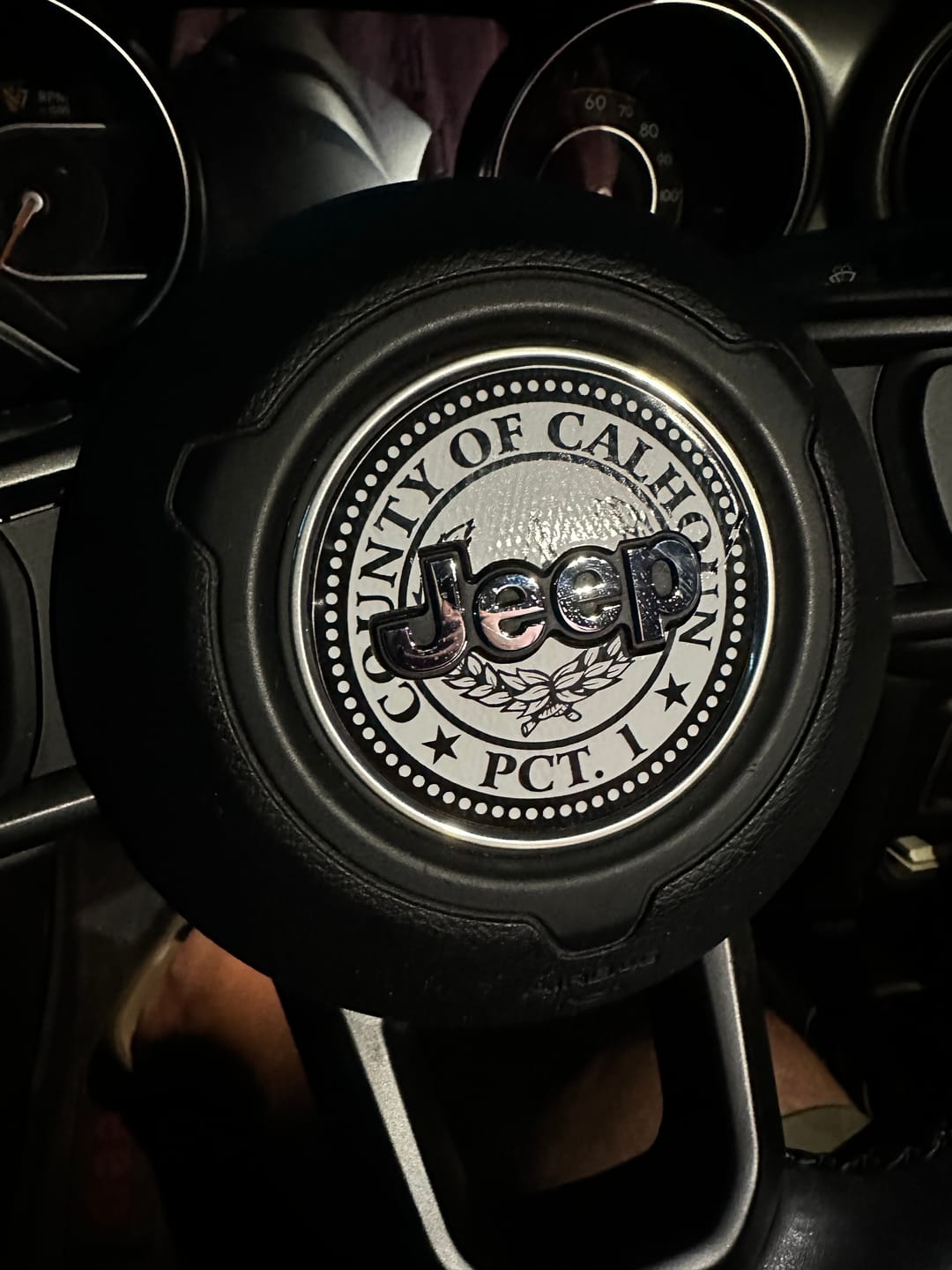 Customer photo review of Design Your Own Steering Wheel Decal for Jeep