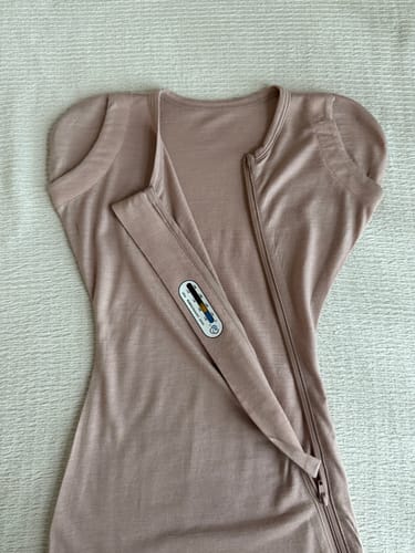 Customer photo review of ClimaCuddle Swaddle 0.5 TOG - Merino Wool & Rayon Bamboo - Dusty pink