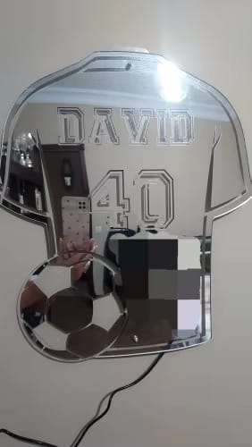Customer photo review of Custom Jersey Mirror with Name and LED Lighting