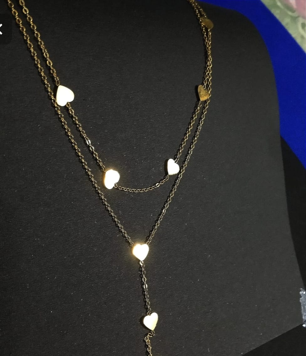 Customer photo review of Two-Layered Heart Charm Necklace