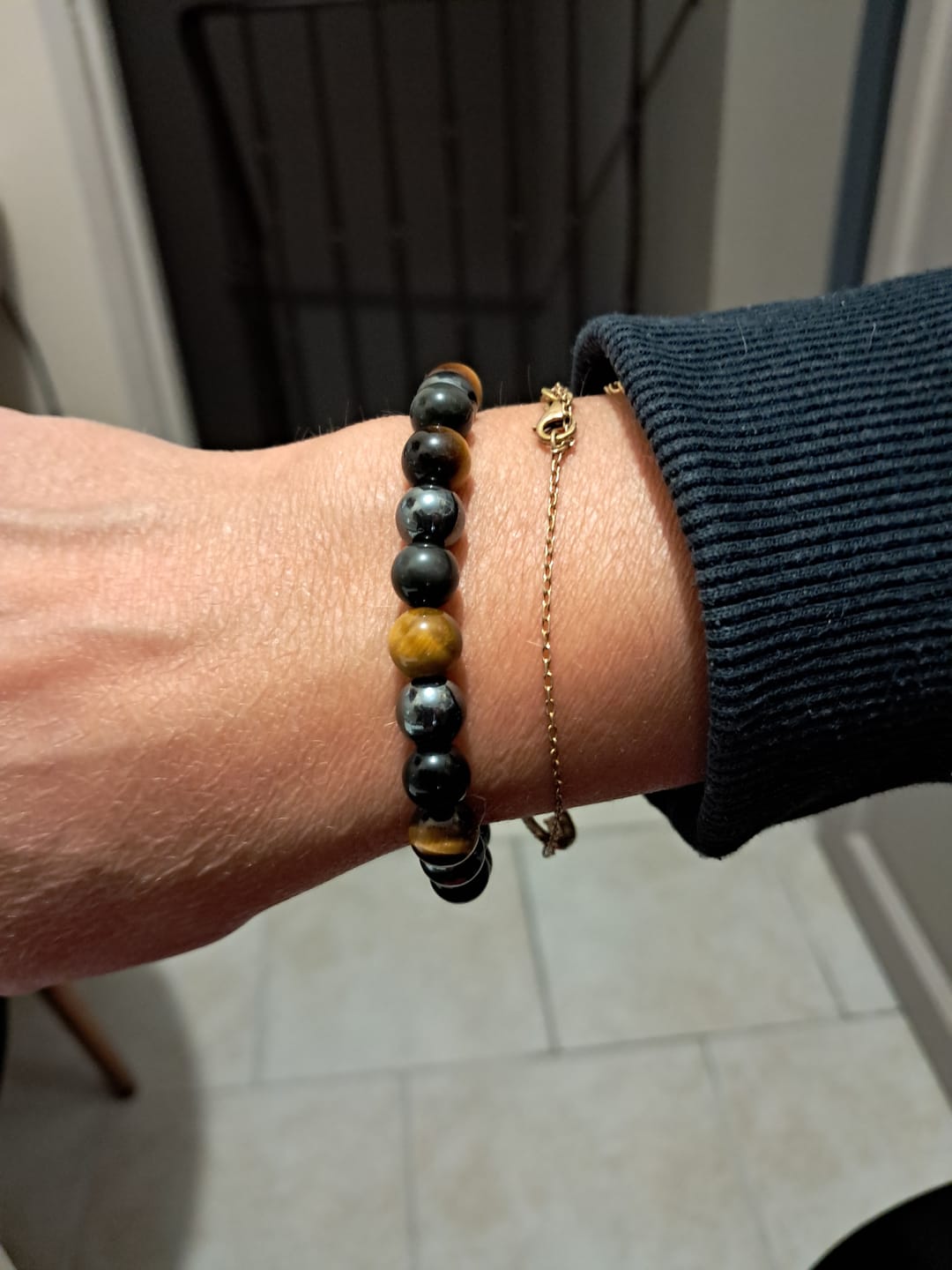 Customer photo review of Bracelet "3 Protections" en Oeil de Tigre, Hématite & Obsidienne Noire