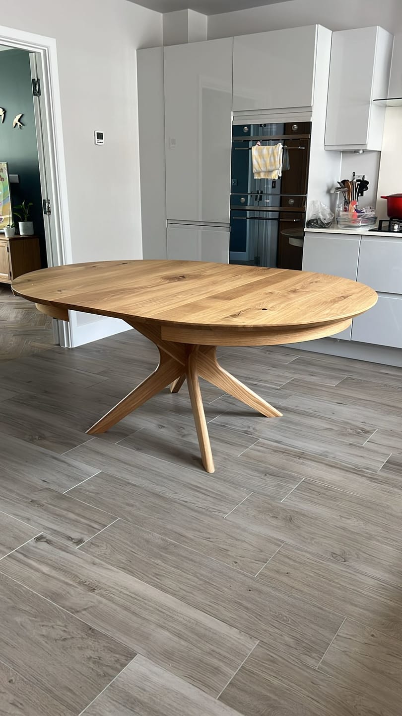 Customer photo review of Bibi Extendable Round Dining Table in Solid Oak