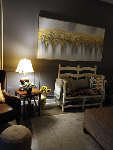 Customer photo review of Golden Symphony-Textured Abstract Canvas Painting in Gold & Gray for Modern Interiors